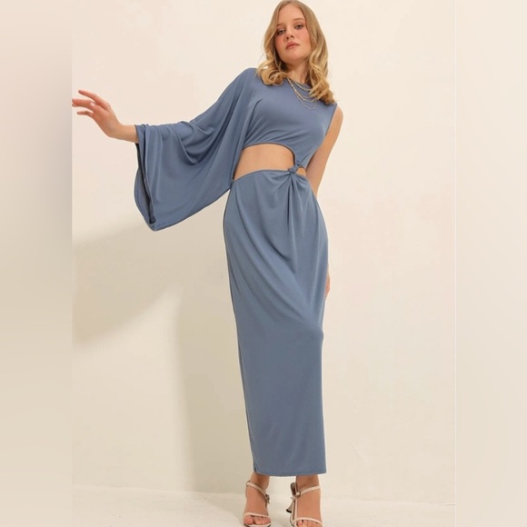 ZARA Blue One-Shoulder Dress - Picture 8 of 9